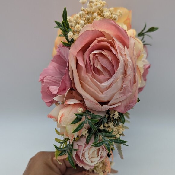 Frida Kahlo-Inspired Peach Fuzz & Pink Flower Headband - Picture 8 of 13